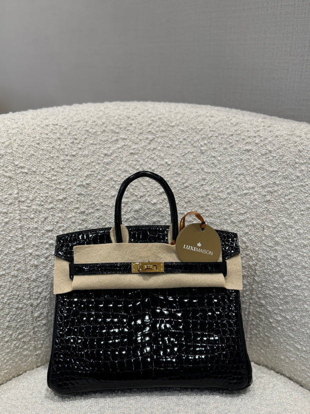 BIRKIN 25 BLACK SHINY POROSUS