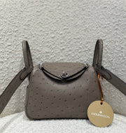 MINI LINDY OSTRICH GRIS T