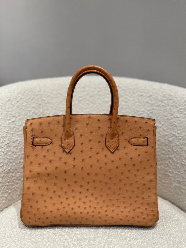 BIRKIN 30 OSTRICH TABAC CAMEL