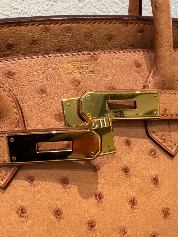 BIRKIN 30 OSTRICH TABAC CAMEL