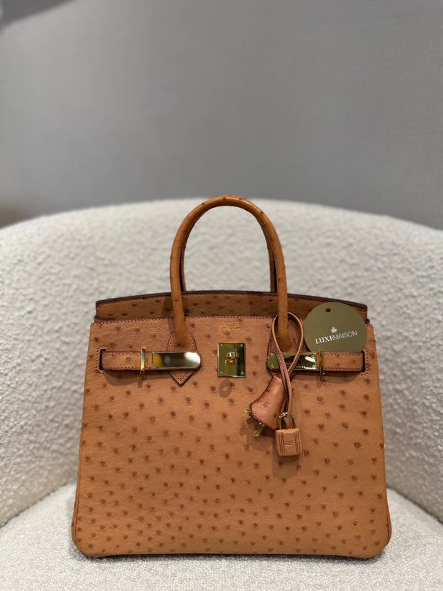 BIRKIN 30 OSTRICH TABAC CAMEL