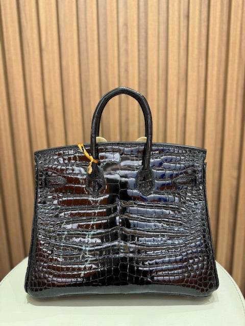 BIRKIN 25 BLACK SHINY POROSUS