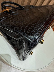 BIRKIN 25 BLACK SHINY POROSUS