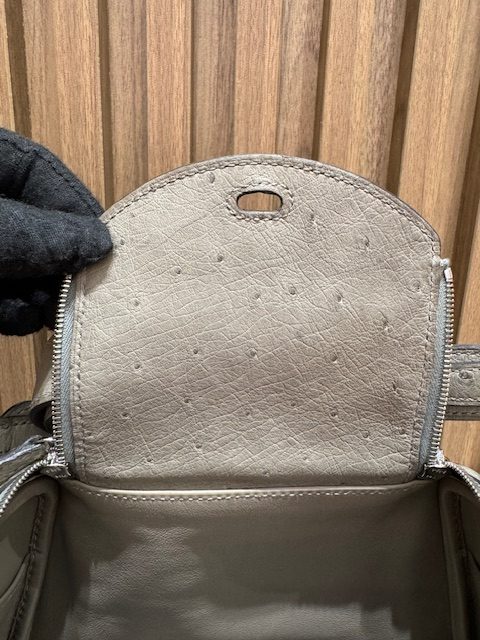MINI LINDY OSTRICH GRIS T