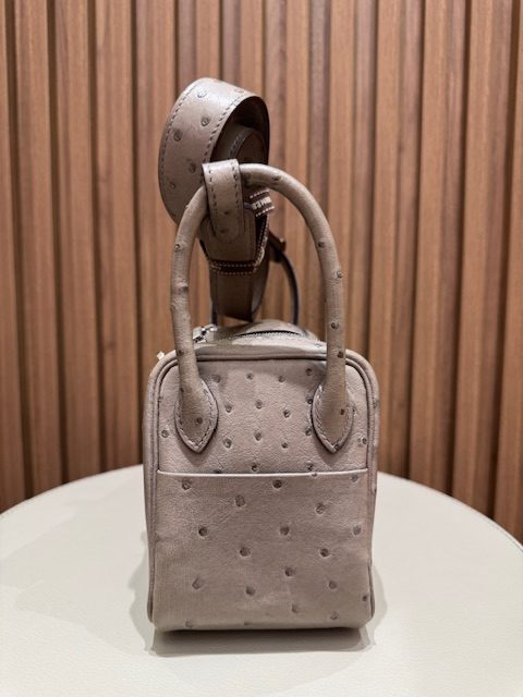 MINI LINDY OSTRICH GRIS T