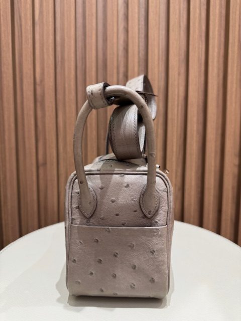 MINI LINDY OSTRICH GRIS T