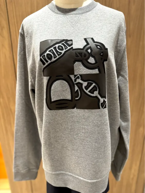 HERMES MEN PATCH CUIR META SWEATER