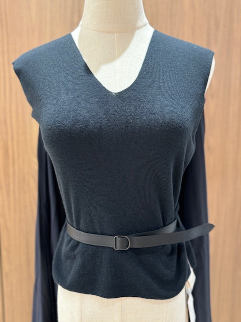 HERMES TOP CACHE COEUR MAILLE CREPE WITH BELT
