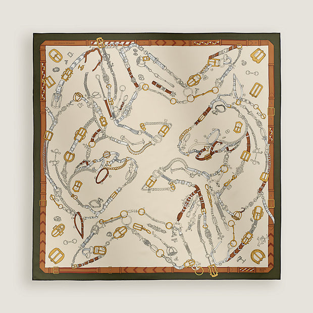 SILK 90CM SCARF LES CHEVAUX DECHAINES